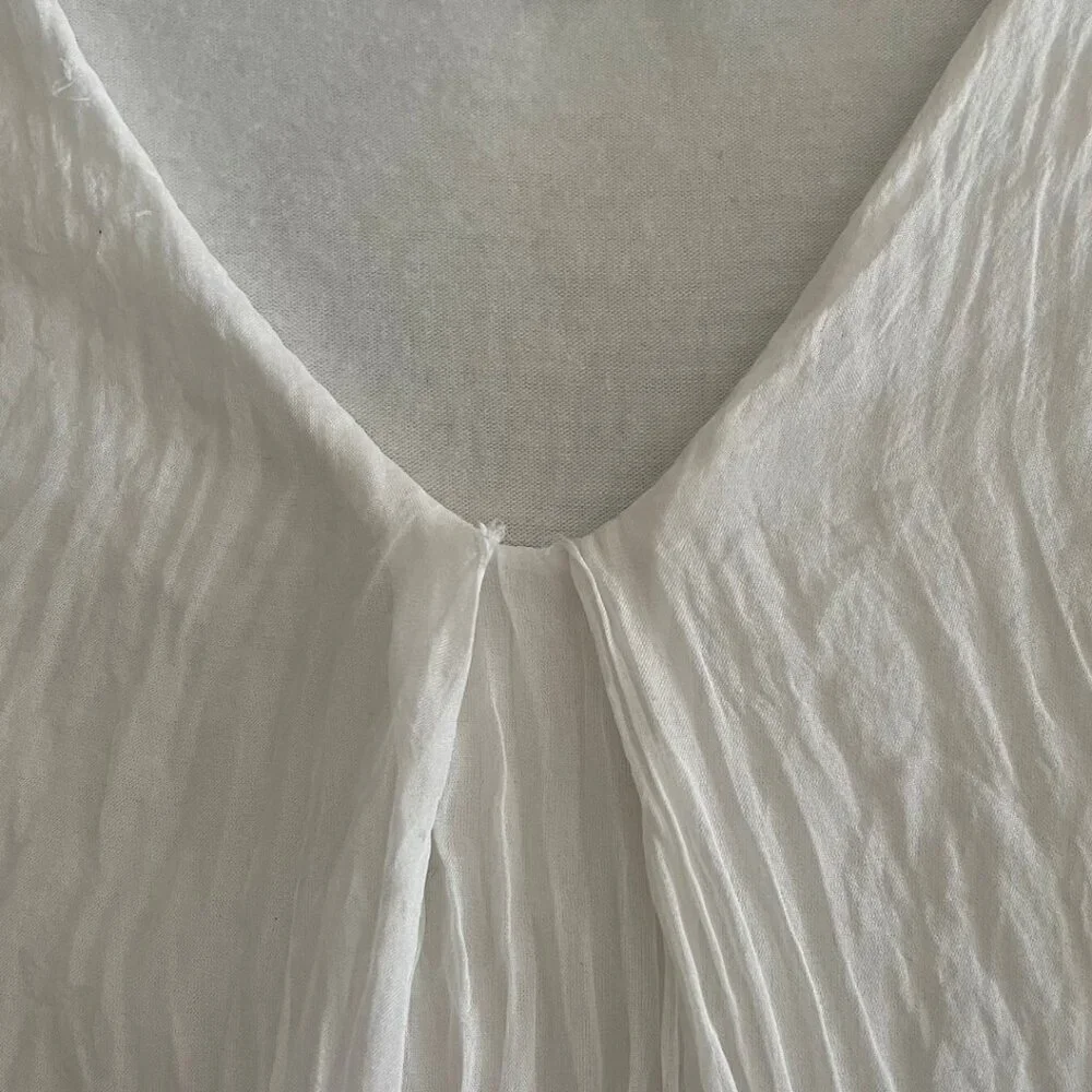 Giusy Silk Pleated V-Neck Ombre Sleeveless Tunic Blouse - Picture 6 of 8